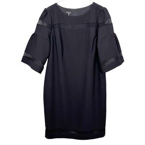 NWT Talbots Woman 3/4 Bell Sleeve Crepe Shift Dress in Black Size 16W